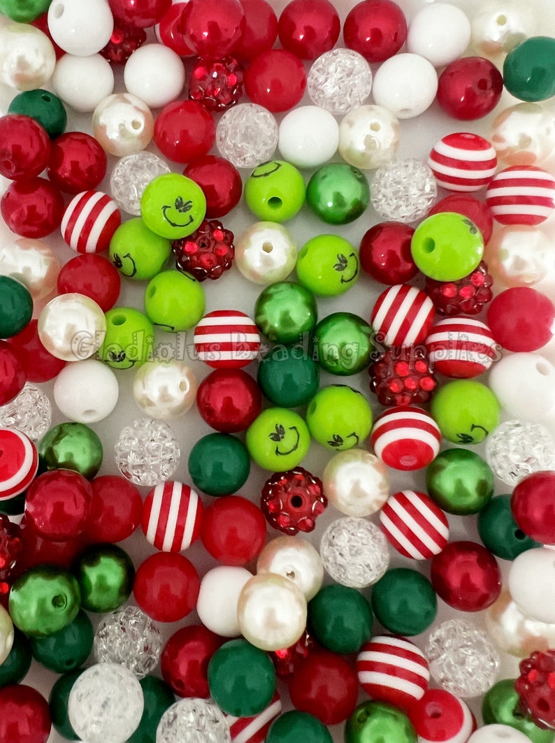 12mm Beads Christmas Mixed Set Loose Beads Acrylic Beads Etsy