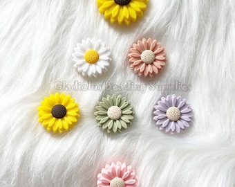 22mm&30mm, Sunflower Beads, Daisy Beads, Colorful Beads, Silicone Beads, Silicone Focal Beads, Loose Beads, Flower Shape, Crafting Supplies