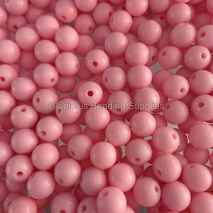 12mm Pink Beads - Acrylic Solid Beads - Chunky Bubble Gum Beads - DIY Jewelry - Beading Supplies -Jewelry Making - Crafting Supplies