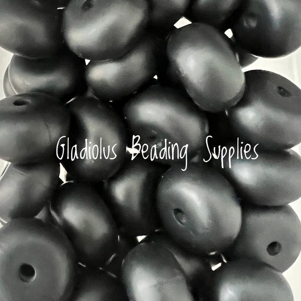 14mm Black Abacus Beads, Silicone Beads, Colorful Beads, Wholesale Beads, Bulk beads, Loose Bead, Crafting Supplies, AB10