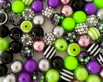 100 Qty 12mm Beads, Halloween Set Beads Craft, Acrylic Beads, Chunky Bubblegum Beads, Round beads,  DIY Necklace, Beading Supply #1222