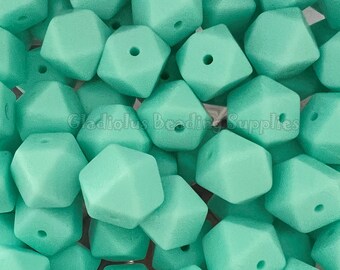 14mm Blue Green, Hexagon Silicone Beads, Wholesale Silicone Beads, Loose Silicone beads, Beading Supplies, Crafting Supplies, Beading