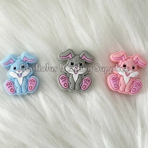 27 mm * 24 mm, Perles en forme de lapin, Perles de Pâques, Perles en silicone, Focales en silicone, Perles en silicone en vrac, Matériel de bricolage, Perles colorées, Lapin