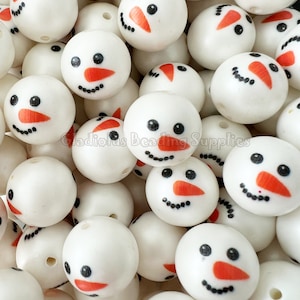 20mm Snowman Beads, Chucky Bubblegum Beads, Chunky Beads, Gumball Beads, DIY Chunky Necklace, Acrylic Beads, Jewelry Supplies, Loose Beads