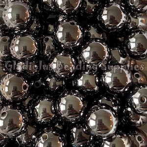 20mm Beads, Black UV Bead, Pearly Look, Reflective Beads, Acrylic Beads, Chunky Bubblegum Beads, Loose Beads, Gumball Beads, Halloween Beads