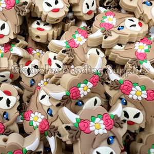 27mm*26mm, Cow Beads, Loose Beads, Silicone Beads, Focal Silicone Beads, Loose Silicone Beads, Animal Silicone Beads, Charm Beads, Beads