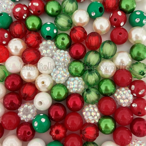 12mm Beads Christmas Set 2 Loose Beads Acrylic Beads Etsy