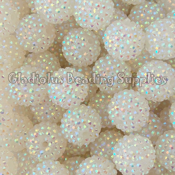 20mm Bead Clear AB, Rhinestone Bubblegum Bead, Resin Beads, Chunky Bubblegum Beads, Chunky Beads, Beading Supplies, Gumball Beads, Pen Beads