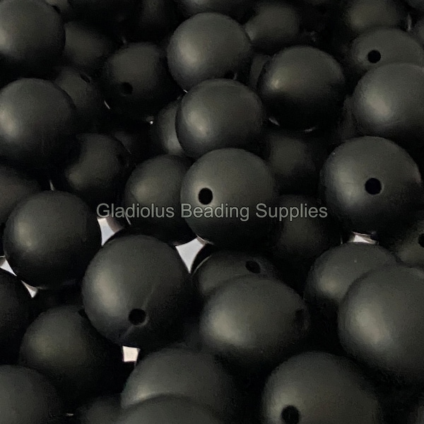 15mm Beads, Black, Solid Silicone Beads, Round Beads, Wholesale Beads, Bulk beads, Crafting Supplies, Beading, Keychain Beads, Badge Reel