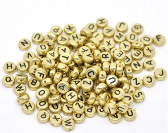 4*7mm Alphabet Letter Acrylic Beads, Round Acrylic Beads, Name Bracelet Beads, ABC Letter Beads, Name Beads, Plastic Letter Beads, Letters
