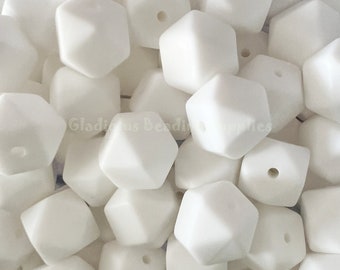 14mm White Hexagon Silicone Beads, Wholesale Silicone Beads, Loose Silicone beads, Beading Supplies, Crafting Supplies, Beading Supplies #2