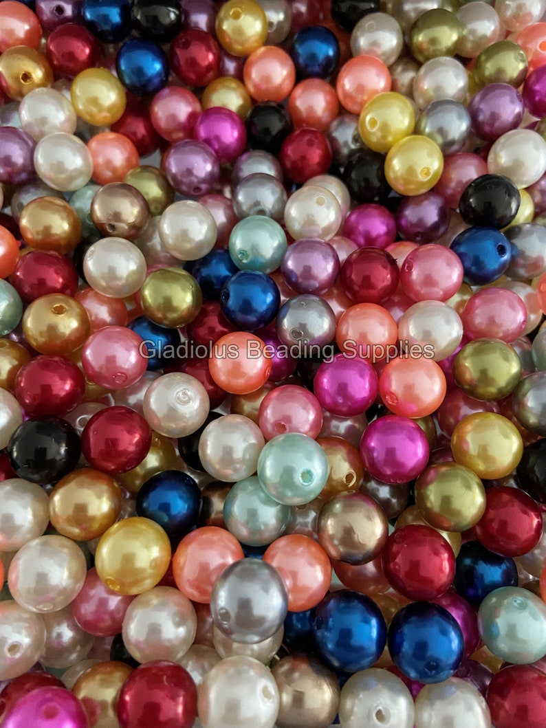 12mm Mixed Pearl Acrylic Beads, Chunky Beads, Bubblegum Beads, Gumball ...