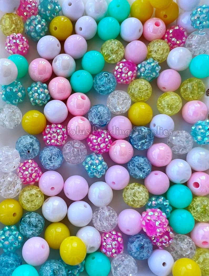 One Colorful R Bead 100 Qty 12mm Beads Colorful Beads Acrylic Beads Chunky - Etsy