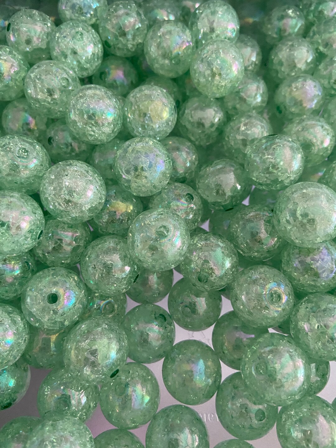 20mm Beads, Green Clear, Acrylic Beads, Cracked Beads, Chunky Bubblegum ...