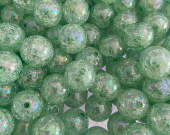 20mm Beads, Green Clear, Acrylic Beads, Cracked  Beads, Chunky Bubblegum Beads, Round beads, Chunky beads, Gumball Beads, Keychain Beads,
