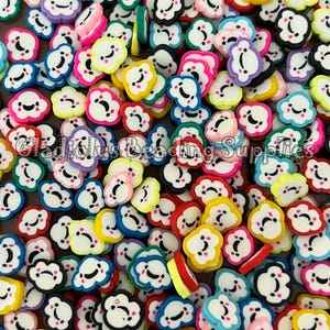 Happy Cloud Clay Slices, Non Edible Sprinkle Mix, Spring Polymer Clay, Fake Sprinkles, Nail Art Supplies, Shaker Mix, Happy Face Clay