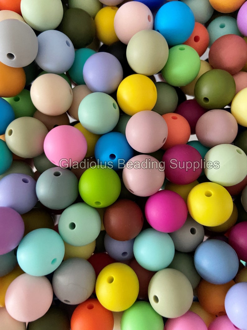 15mm Beads Mixed Solid Silicone Beads Round Silicone Beads Etsy