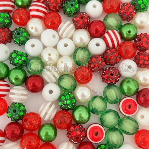 12mm Beads Christmas Set 2 Loose Beads Acrylic Beads Etsy