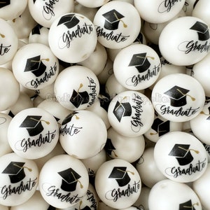 20mm Graduate #3 Print Beads, Graduate Beads, Chucky Bubblegum Beads, Acrylic Gumball Beads, Loose Beads, Beading Supplies, Matte Beads,