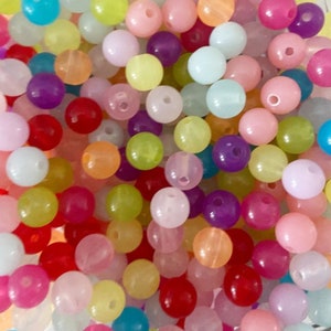 8mm Round Multicolor Clear Beads, Loose Beads, Wholesale Bulk Acrylic Bead, Crafting, For Making Jewelry, Beading Supply, Gumball Beads