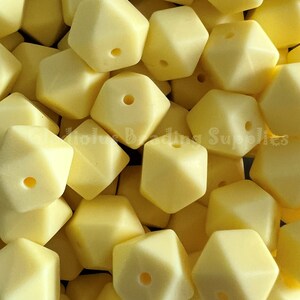 14mm Cream Yellow, Hexagon Silicone Beads, Wholesale Silicone Beads, Loose Silicone beads, Beading Supplies, Crafting Supplies, Beading #14
