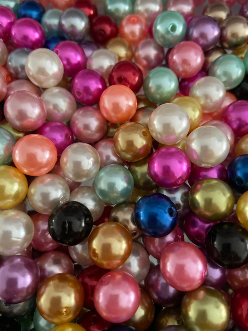 12mm Mixed Pearl Acrylic Beads, Chunky Beads, Bubblegum Beads, Gumball ...