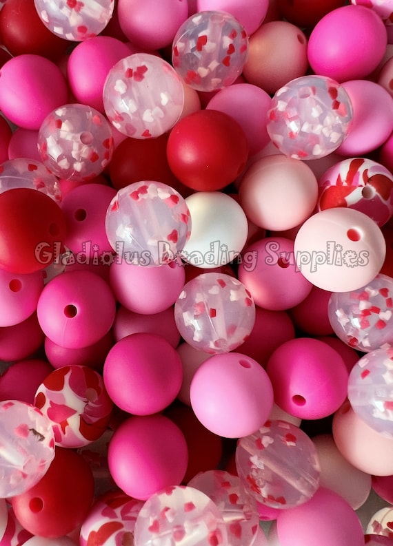 15mm Valentine Beads, Silicone Random Beads, Christmas Beads, Wholesale  Beads, Loose Beads, Round beads, DIY - BPA Free, Crafting Supplies