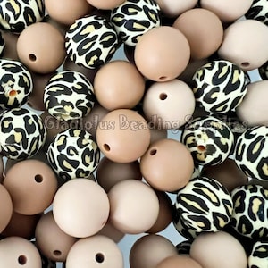 Leopard Mixed Beads, Silicone Beads, Silicone Random Beads, Colorful Beads, Wholesale Beads, Round beads, Loose Beads, Crafting Supplies