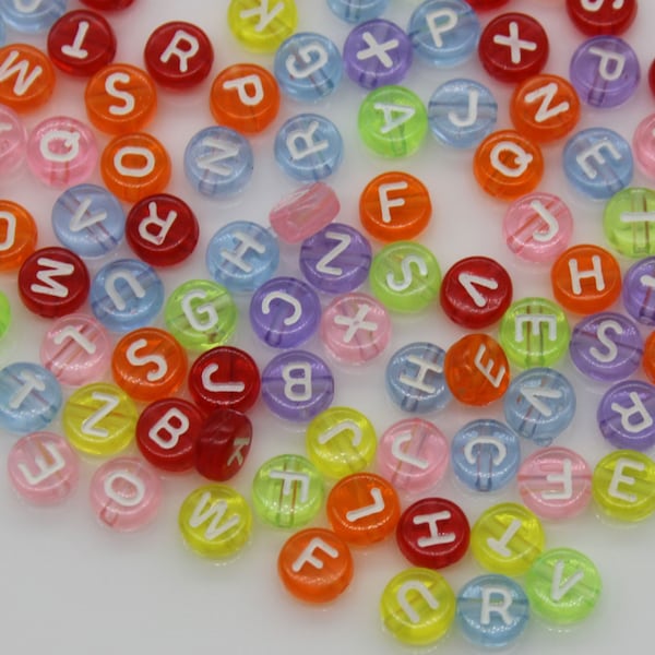 4*7mm Alphabet Letter Acrylic Beads, Round Acrylic Beads, Name Bracelet Beads, ABC Letter Beads, Name Beads, Plastic Letter Beads, Letters