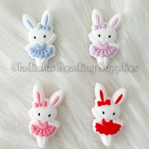30 mm * 17 mm, Perles de Pâques, Perles en silicone, Focales en silicone, Perles en silicone en vrac, Matériel de bricolage, Perles colorées, Lapin