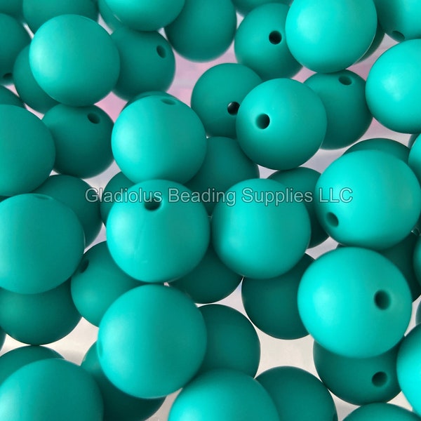 15mm Beads - Turquoise Solid Silicone Beads - Solid Beads - Wholesale Beads - Bulk Round beads  - Crafting Supplies - Beading