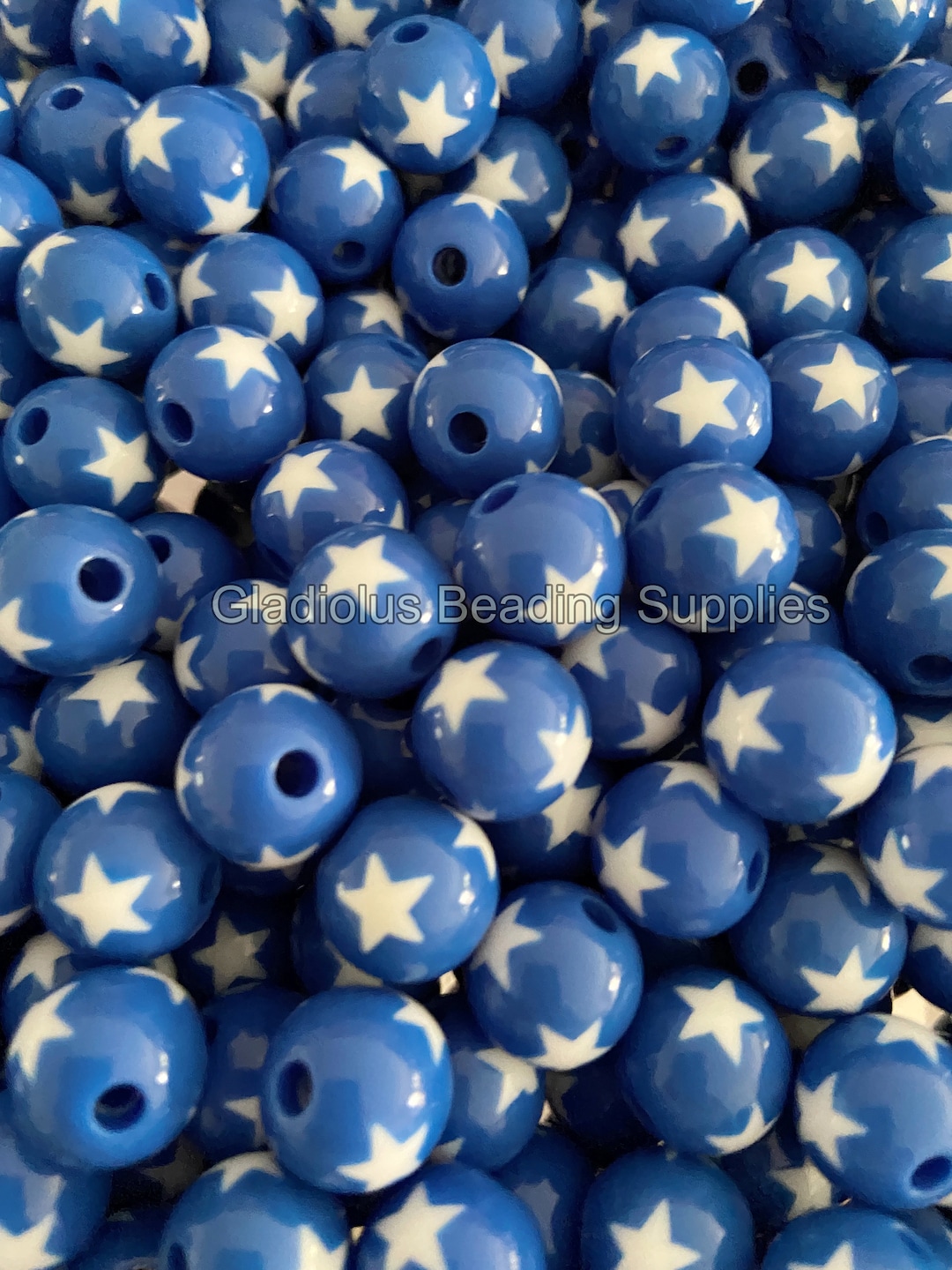 12mm Dark Blue Star Beads, Acrylic Beads, Bubblegum Beads, Loose Beads