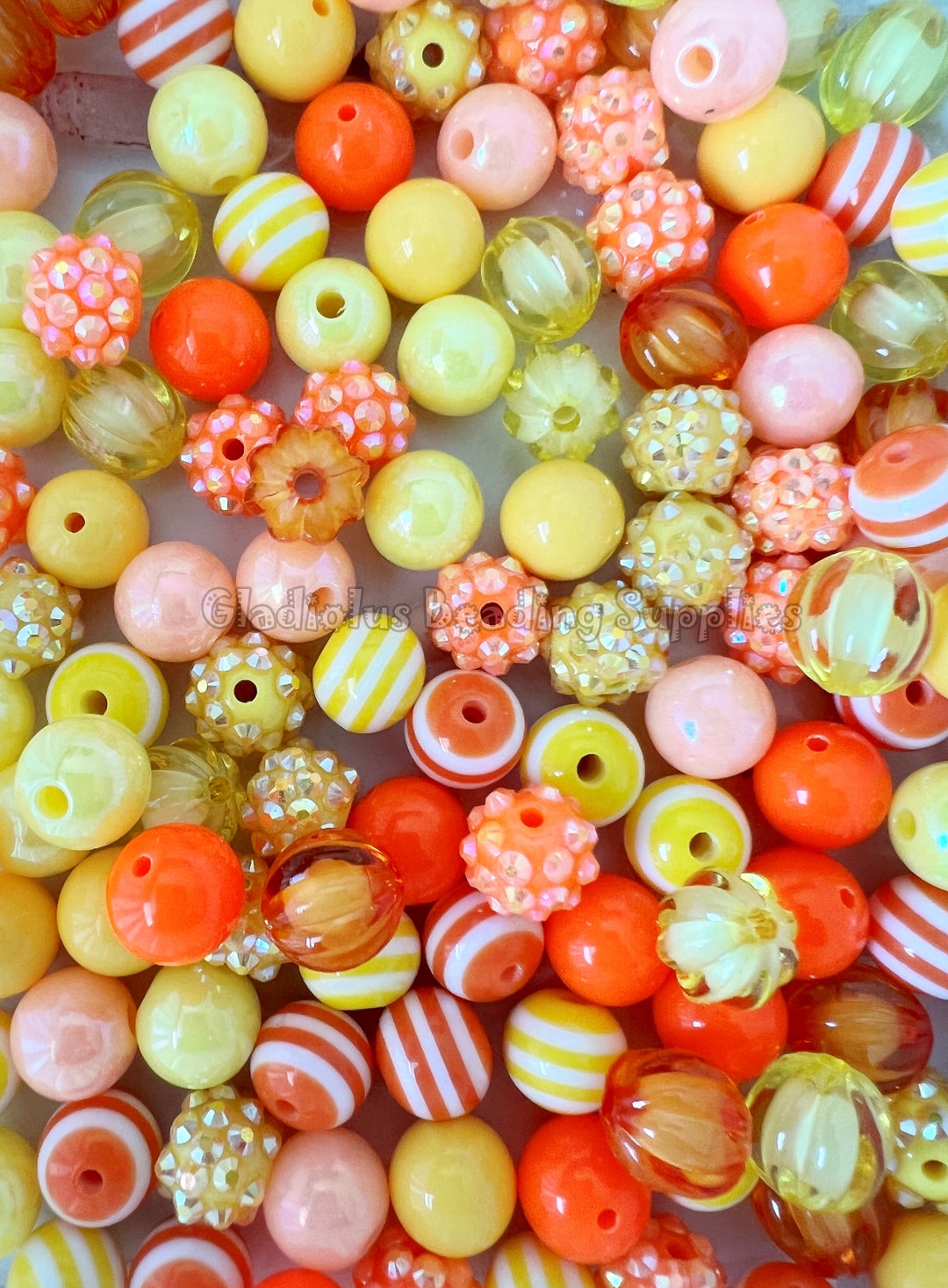 100 Qty 12mm Beads Orange/yellow Beads Acrylic Beads Chunky Etsy