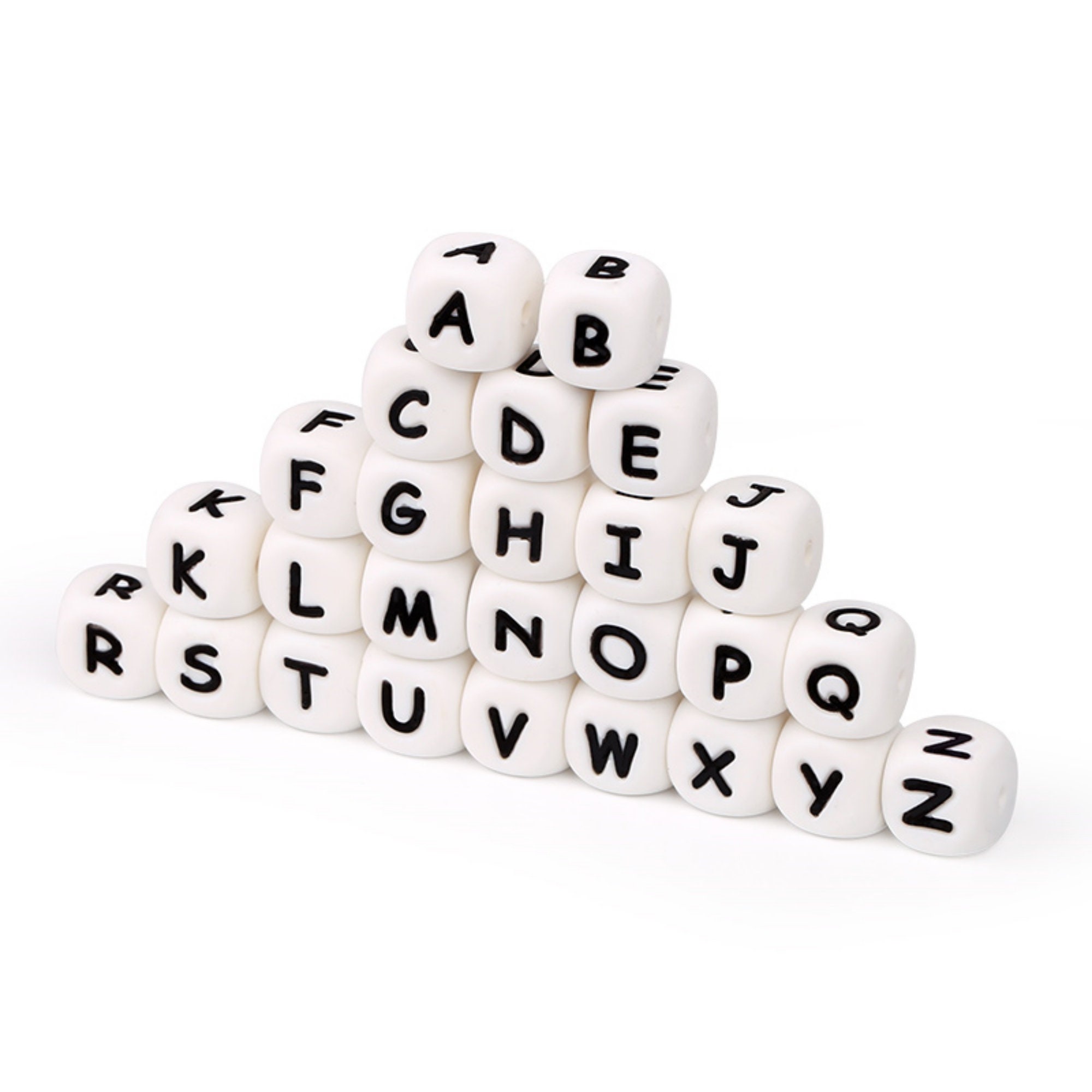 FASHEWELRY 10Pcs Cube Silicone Letter Beads 12x12x12mm Square Alphabet R