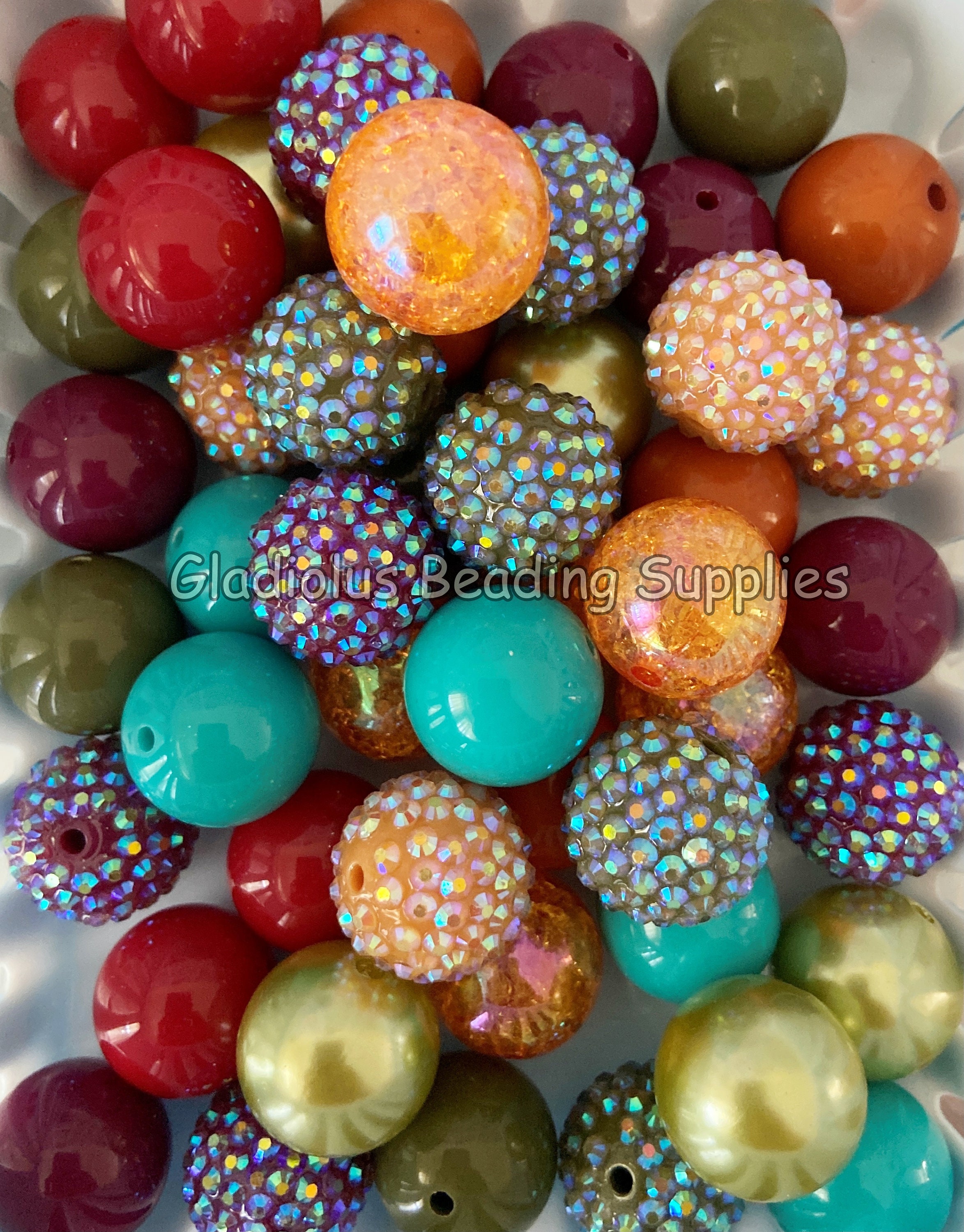  Beads for pens, 20mm Beads for Beadable Pens Mix, Bubblegum  Beads 20mm Bulk, 20 mm Beads for Bead Pens, Large Chunky Beads Bubble Gum  Beads for Pen Making, 50 pcs (Blue/Green/Yellow)