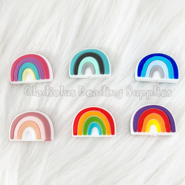 25mm*18mm, Rainbow Beads, Loose Beads, Colorful Beads, Silicone Beads, Focal Silicone Beads, Loose Silicone Beads, Rainbow Silicone Beads
