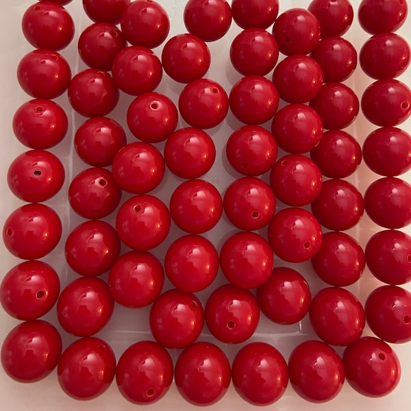 20mm Red - Bubblegum Beads - Acrylic Solid Beads - Chunky Bubble Gum Beads - DIY Jewelry - Beading Supplies - Jewelry Making S23
