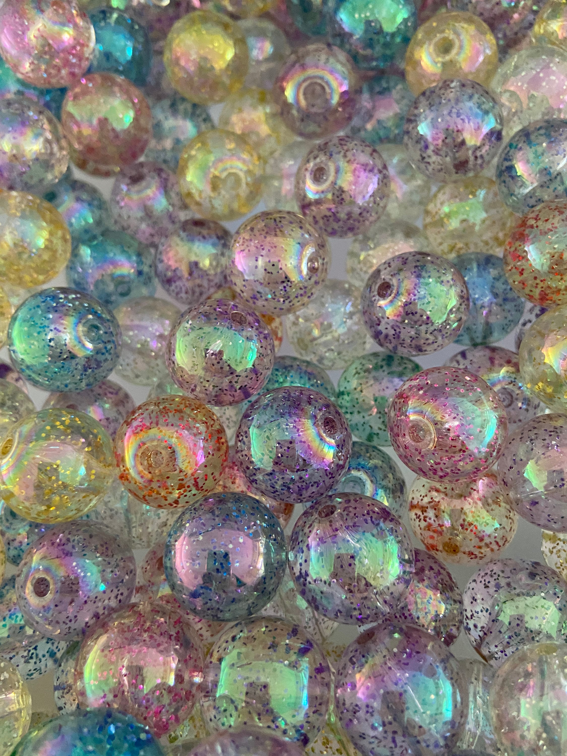 25 Qty 20mm Beads Clear Glitter Acrylic Beads Crafting Etsy