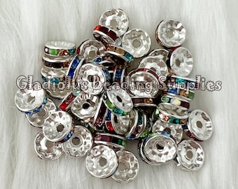 10mm Spacer, Round Spacers, Metal Alloy Beads, Rhinestone Spacers, Loose Beads, Colorful Beads, Chunky Beads, Wholesale Beads, Beads