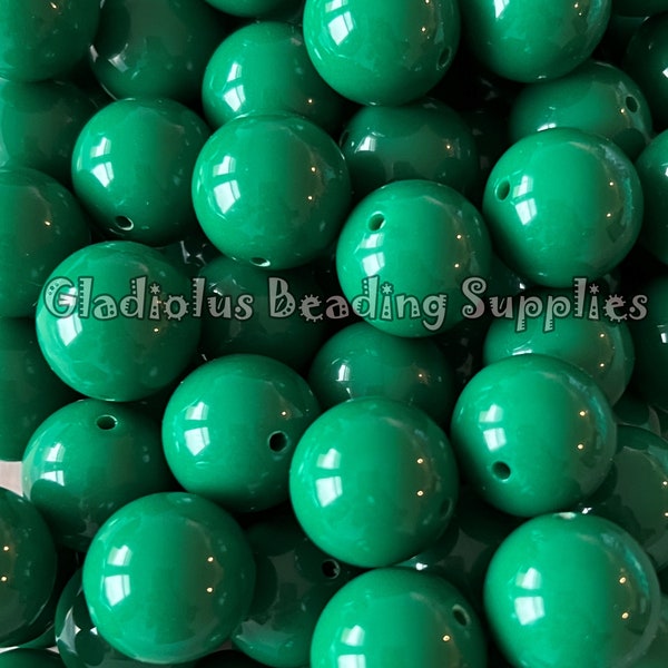 20mm Dark Green, Bubblegum Beads, Acrylic Solid Beads, Chunky Beads, Beading Supplies, Gumball Beads, Round Beads, Keychain Beads, Badge