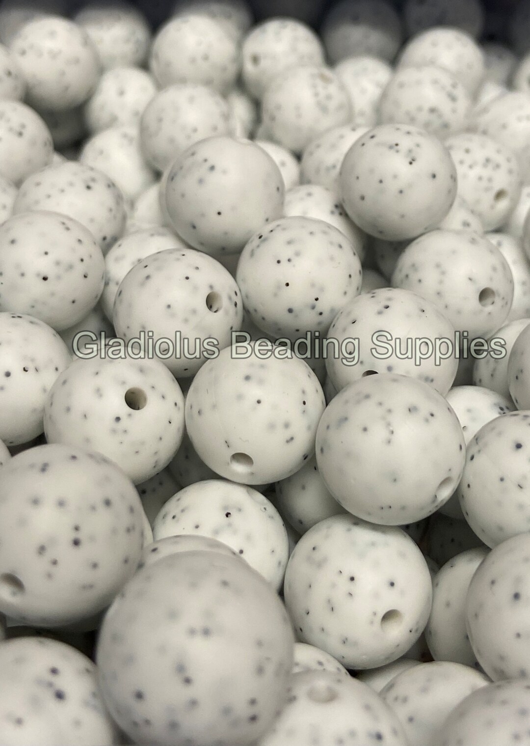 15mm Beads White Granite Silicone Beads Granite Beads Wholesale Beads Bulk Round Beads Crafting