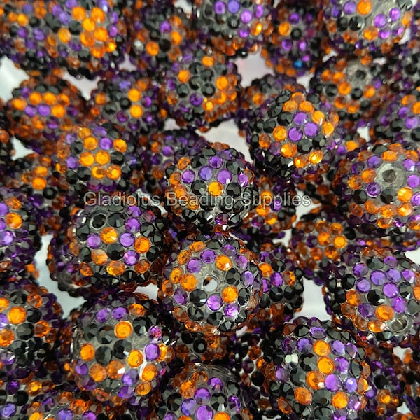 20mm Halloween Beads, Rhinestone Bubblegum Bead, Resin Beads in Bulk, Chunky Bubblegum Beads, Chunky Beads, DIY Necklace, Beading Supplies