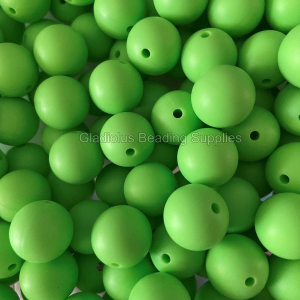 15mm Beads, Light Green, Silicone Beads, Round Beads, Wholesale Beads, Bulk beads, Crafting Supplies, Beading, Keychain Beads, Badge Reel