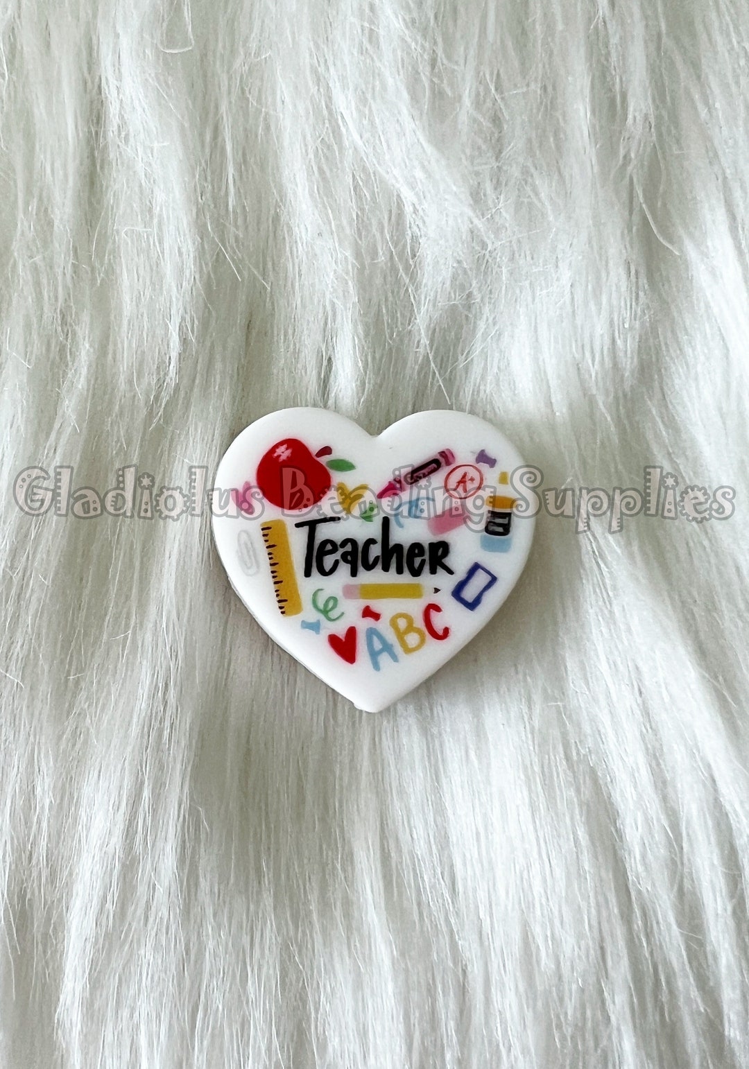 26mm30mm, Best Teacher Ever, Teacher Beads, Focal Beads, Focal Silicone