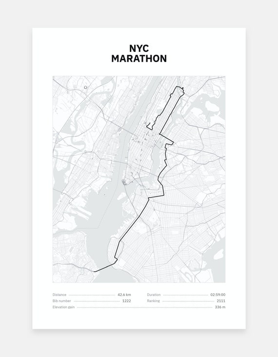 NYC Marathon Customizable Map Poster Etsy