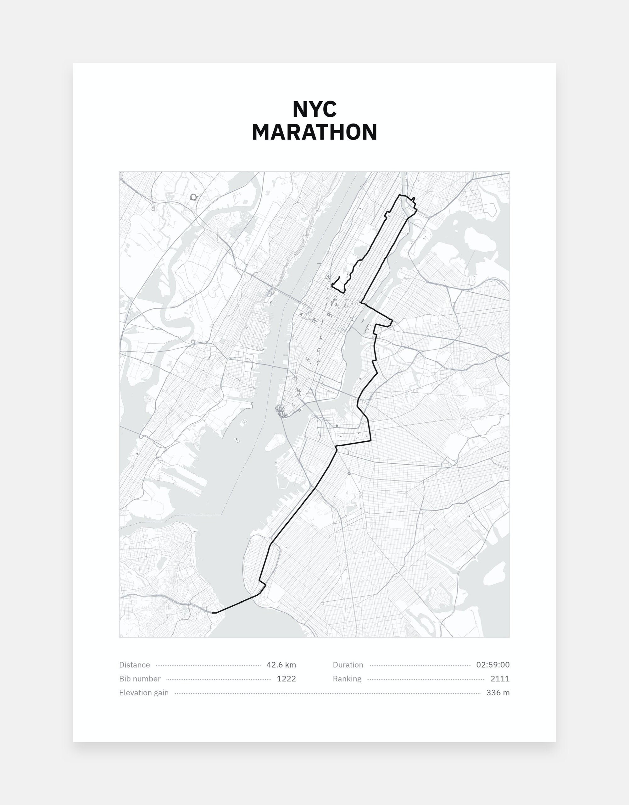 Affiche de Carte Personnalisable Marathon Nyc