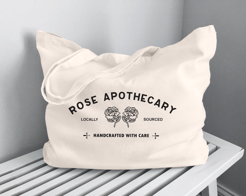 Rose Apothecary Tote Bag Heavy Duty 100 Cotton Canvas Bag Ew Etsy
