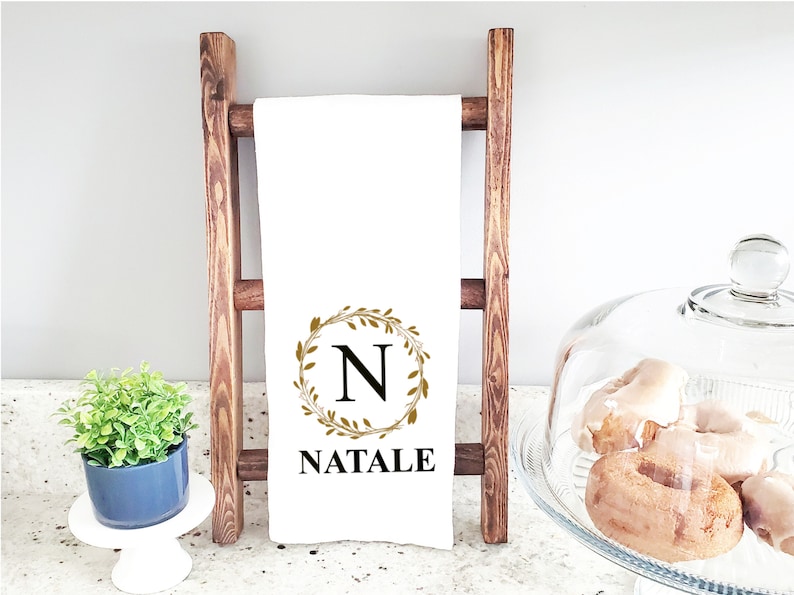 Hostess Gift Personalized Dish Towel Custom Last Name Tea Towel Kitchen Towel Housewarming Dish Towel Kitchen Decor Flour Sack