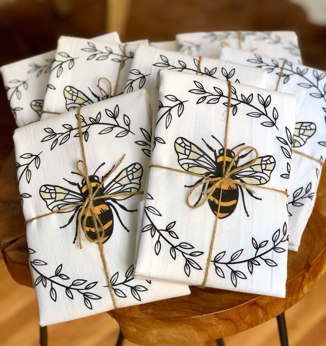 For A Well Dressed Kitchen Tea Towel, Embroidered, Bee Inspired - 1 towel