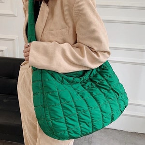 Quilted Large Messenger Tote Bag Nylon Puffy Shoulder Bag - Etsy